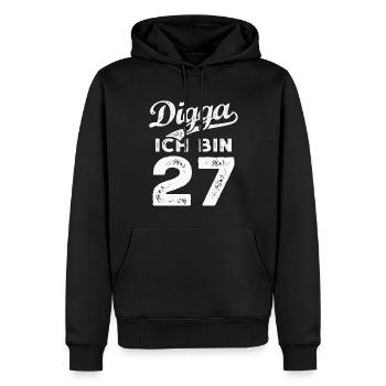 Digga Ich Bin 27 Jahre 27. Geburtstag - Männer Premium Bio Hoodie - Schwarz - Vorne - Nico (187cm)
