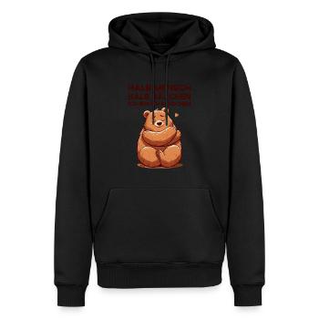 Ich weiß die Stimmen sind nicht echt aber - Männer Premium Bio Hoodie - Schwarz - Vorne - Nico (187cm)