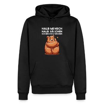 Halb Mensch Halb Bärchen Ich bin ein Märchen - Männer Premium Bio Hoodie - Schwarz - Vorne - Nico (187cm)