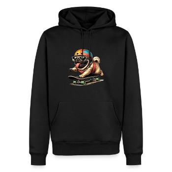 Skater Chien Skateboard Drôle Chiens Mignons - Sweat à capuche Premium bio Homme - noir - Devant - Nico (187cm)