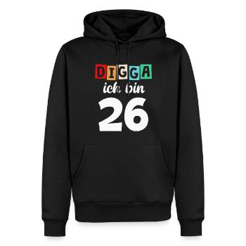 Digga Ich Bin 26 Jahre 26. Geburtstag - Männer Premium Bio Hoodie - Schwarz - Vorne - Nico (187cm)