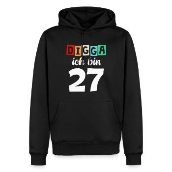 Digga Ich Bin 27 Jahre 27. Geburtstag - Männer Premium Bio Hoodie - Schwarz - Vorne - Nico (187cm)