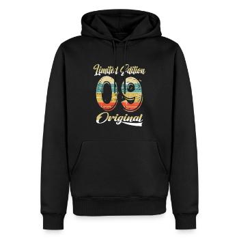 15 ans anniversaire millésime 2009 édition limitée - Sweat à capuche Premium bio Homme - noir - Devant - Nico (187cm)