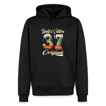 87 Anniversaire Vintage 1937 Edition Limitée - Sweat à capuche Premium bio Homme - noir - Devant - Nico (187cm)