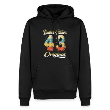 81 Anniversaire Vintage 1943 Édition Limitée - Sweat à capuche Premium bio Homme - noir - Devant - Nico (187cm)