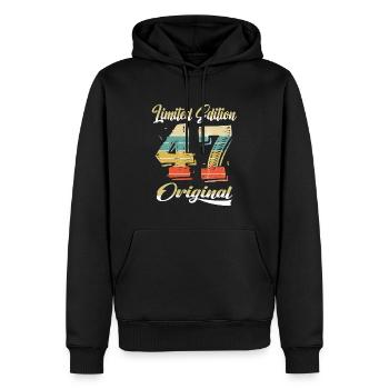 77 ans anniversaire vintage 1947 édition limitée - Sweat à capuche Premium bio Homme - noir - Devant - Nico (187cm)