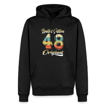 76 ans anniversaire vintage 1948 édition limitée - Sweat à capuche Premium bio Homme - noir - Devant - Nico (187cm)