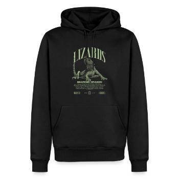 Dragon barbu Streetwear gardien de lézard - Sweat à capuche Premium bio Homme - noir - Devant - Nico (187cm)