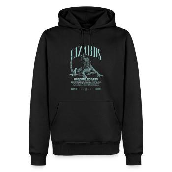 Dragon barbu Streetwear gardien de lézard - Sweat à capuche Premium bio Homme - noir - Devant - Nico (187cm)
