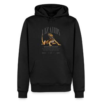 Dragon barbu Streetwear gardien de lézard - Sweat à capuche Premium bio Homme - noir - Devant - Nico (187cm)