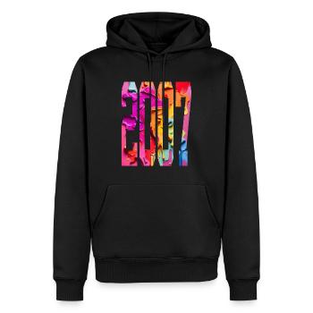 BUNT 19E ANNIVERSAIRE 2007 - Sweat à capuche Premium bio Homme - noir - Devant - Nico (187cm)
