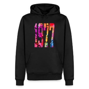 BUNT 49E ANNIVERSAIRE 1977 - Sweat à capuche Premium bio Homme - noir - Devant - Nico (187cm)