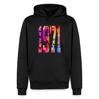 BUNT 55E ANNIVERSAIRE 1971 - Sweat à capuche Premium bio Homme - noir - Devant - Nico (187cm)