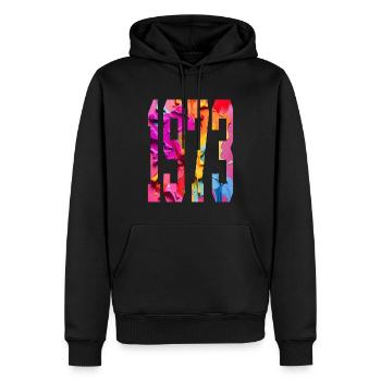 BUNT 53E ANNIVERSAIRE 1973 - Sweat à capuche Premium bio Homme - noir - Devant - Nico (187cm)
