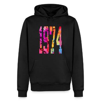 BUNT 52E ANNIVERSAIRE 1974 - Sweat à capuche Premium bio Homme - noir - Devant - Nico (187cm)