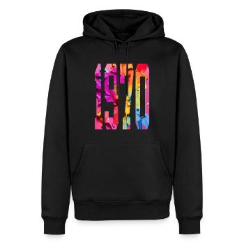 BUNT 56E ANNIVERSAIRE 1970 - Sweat à capuche Premium bio Homme - noir - Devant - Nico (187cm)