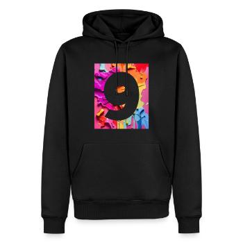 NR. 9 NUMMER 9 BUNT 9. GEBURTSTAG - Männer Premium Bio Hoodie - Schwarz - Vorne - Nico (187cm)