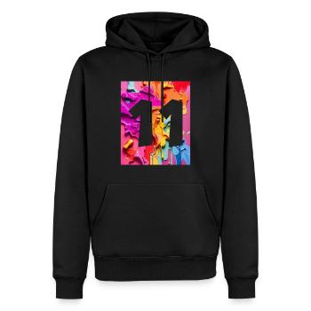NR. 11 NUMMER 11 BUNT 11. GEBURTSTAG - Männer Premium Bio Hoodie - Schwarz - Vorne - Nico (187cm)