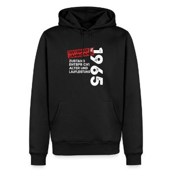 59 Jahre Geburtstag Testsieger Jahrgang 1965 - Männer Premium Bio Hoodie - Schwarz - Vorne - Nico (187cm)