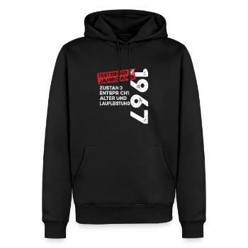 57 Jahre Geburtstag Testsieger Jahrgang 1967 - Männer Premium Bio Hoodie - Schwarz - Vorne - Nico (187cm)