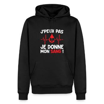 Donneur Sang Don Citation J'peux Pas Je Donne Sang - Sweat à capuche Premium bio Homme - noir - Devant - Nico (187cm)