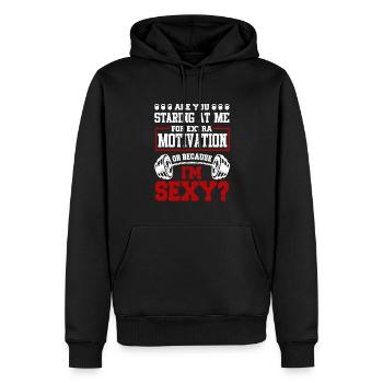 Personal trainer - Men’s Premium Organic Hoodie - black - Front - Nico (187cm)