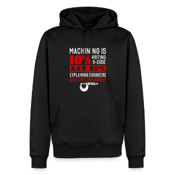 Machiniste Opérateur de machine CNC - Sweat à capuche Premium bio Homme - noir - Devant - Nico (187cm)