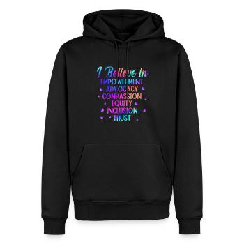 Conseiller scolaire - Sweat à capuche Premium bio Homme - noir - Devant - Nico (187cm)