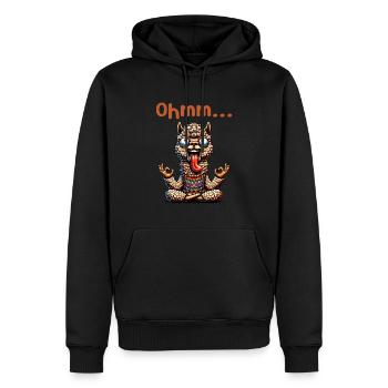 Ohmmm drôle yoga méditation sport - Sweat à capuche Premium bio Homme - noir - Devant - Nico (187cm)