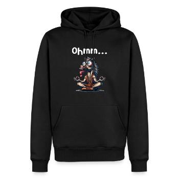 Ohmmm lustiges Yoga Meditation Sport - Männer Premium Bio Hoodie - Schwarz - Vorne - Nico (187cm)