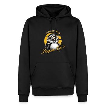 J’aime juste les pingouins - Sweat à capuche Premium bio Homme - noir - Devant - Nico (187cm)