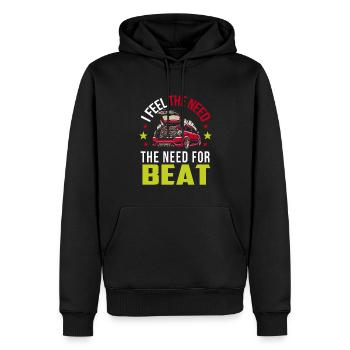 Audio de voiture - Sweat à capuche Premium bio Homme - noir - Devant - Nico (187cm)