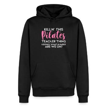 Pilates - Sweat à capuche Premium bio Homme - noir - Devant - Nico (187cm)
