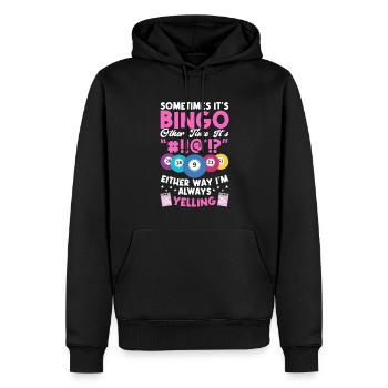 Funny Bingo Player tee. - Männer Premium Bio Hoodie - Schwarz - Vorne - Nico (187cm)