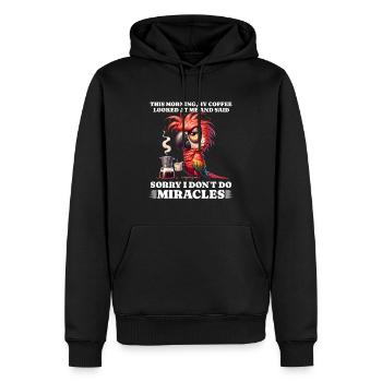 Morgenmuffel Kaffee lustiges Spruch parrot - Männer Premium Bio Hoodie - Schwarz - Vorne - Nico (187cm)
