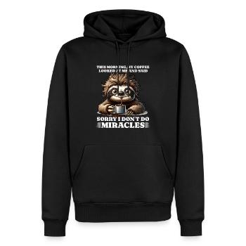 Morgenmuffel Kaffee lustiges Spruch sloth - Männer Premium Bio Hoodie - Schwarz - Vorne - Nico (187cm)