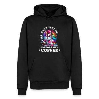 Morgenmuffel Kaffee Anti Frühaufsteher unicorn - Männer Premium Bio Hoodie - Schwarz - Vorne - Nico (187cm)