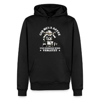 Morning grouch Give me coffee funny raccoon - Men’s Premium Organic Hoodie - black - Front - Nico (187cm)