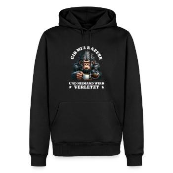 Morning grouch Give me coffee funny gorilla - Men’s Premium Organic Hoodie - black - Front - Nico (187cm)