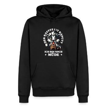Morgenmuffel Kaffee ist kaputt lustiges Waschbär - Männer Premium Bio Hoodie - Schwarz - Vorne - Nico (187cm)