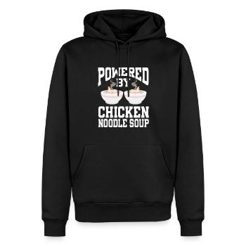 Soupe au poulet et aux nouilles - Sweat à capuche Premium bio Homme - noir - Devant - Nico (187cm)