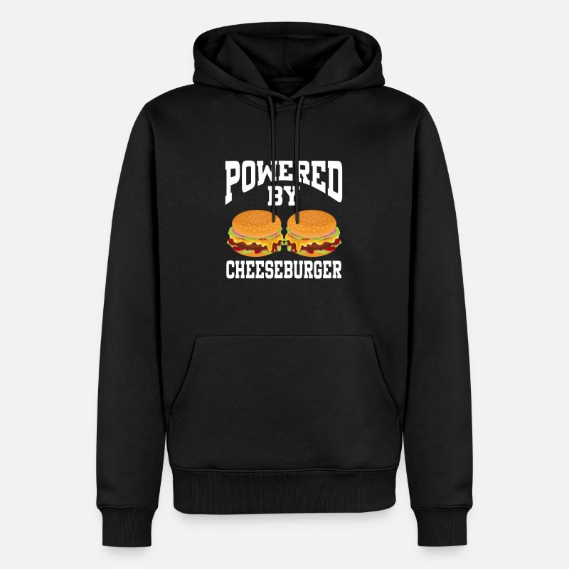 Powered By Cheeseburger - Männer Premium Bio Hoodie - Schwarz