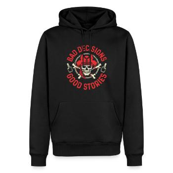 Pirate - Sweat à capuche Premium bio Homme - noir - Devant - Nico (187cm)