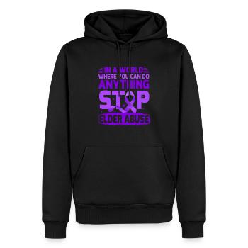 Stop Elder Abuse Awareness - Men’s Premium Organic Hoodie - black - Front - Nico (187cm)