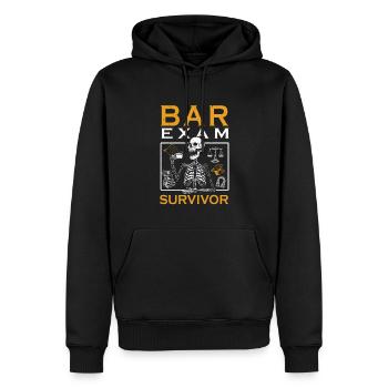 Étudiante en droit survivante de l’examen du barreau - Sweat à capuche Premium bio Homme - noir - Devant - Nico (187cm)