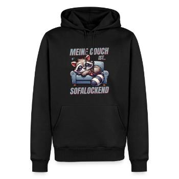 Drôle de raton laveur pour dormir et se détendre - Sweat à capuche Premium bio Homme - noir - Devant - Nico (187cm)