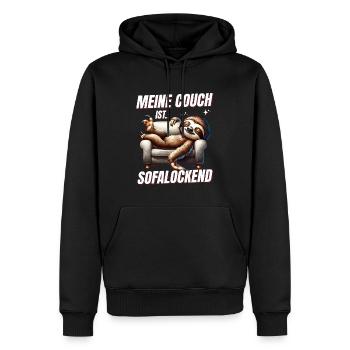 Drôle de paresseux pour dormir et se détendre - Sweat à capuche Premium bio Homme - noir - Devant - Nico (187cm)