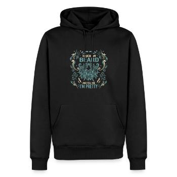 Citation de barbe, Touche ma barbe et dis-moi que je suis jolie - Sweat à capuche Premium bio Homme - noir - Devant - Nico (187cm)