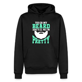 Citation de barbe, Touche ma barbe et dis-moi que je suis jolie - Sweat à capuche Premium bio Homme - noir - Devant - Nico (187cm)