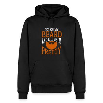 Citation de barbe, Touche ma barbe et dis-moi que je suis jolie - Sweat à capuche Premium bio Homme - noir - Devant - Nico (187cm)